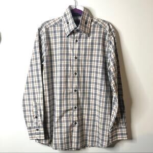 Domani Blue Label Plaid Dress Shirt size Medium